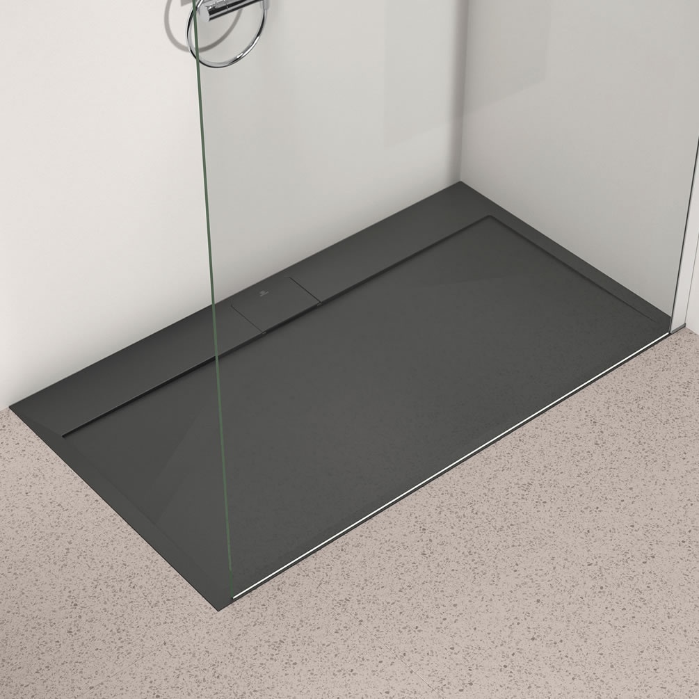 Lifestyle image of Ideal Standard i.life Ultra Flat S Jet Black 1400 x 800mm Stone Resin Shower Tray